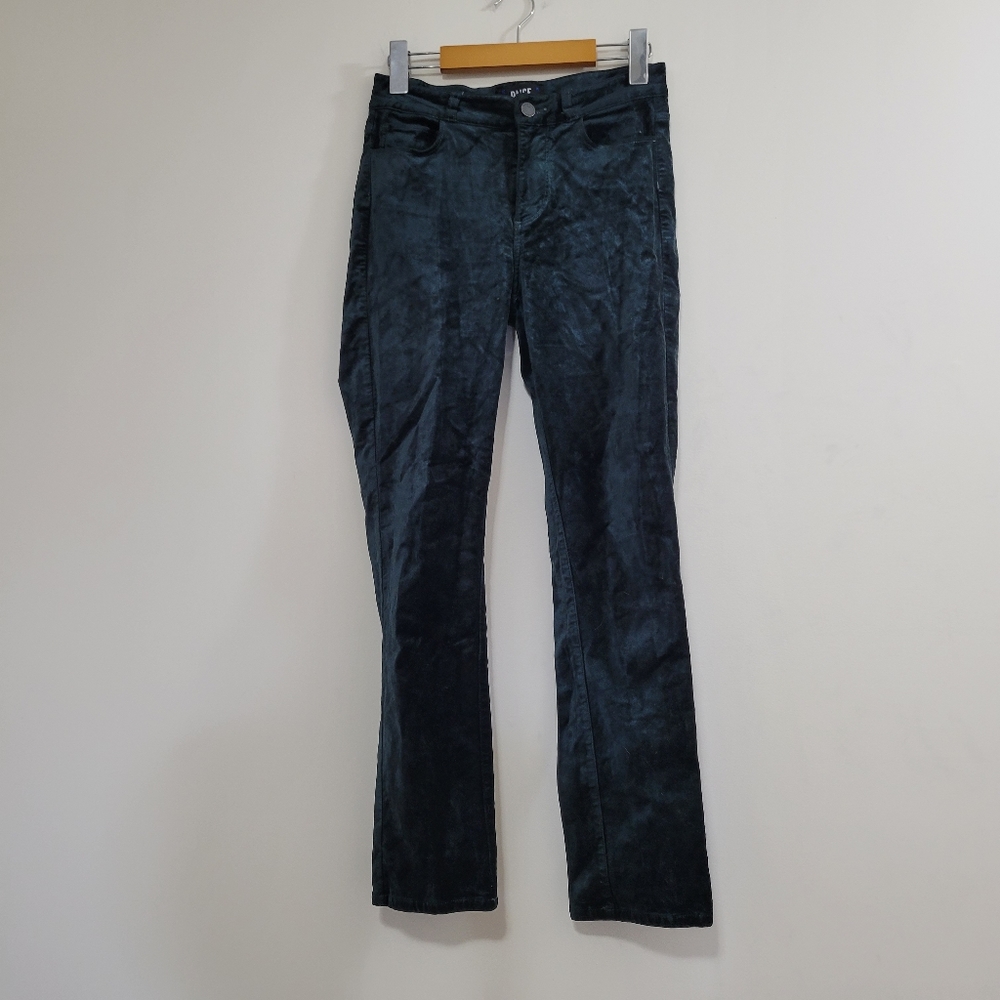 Paige Jacqueline straight green velvet jeans 25